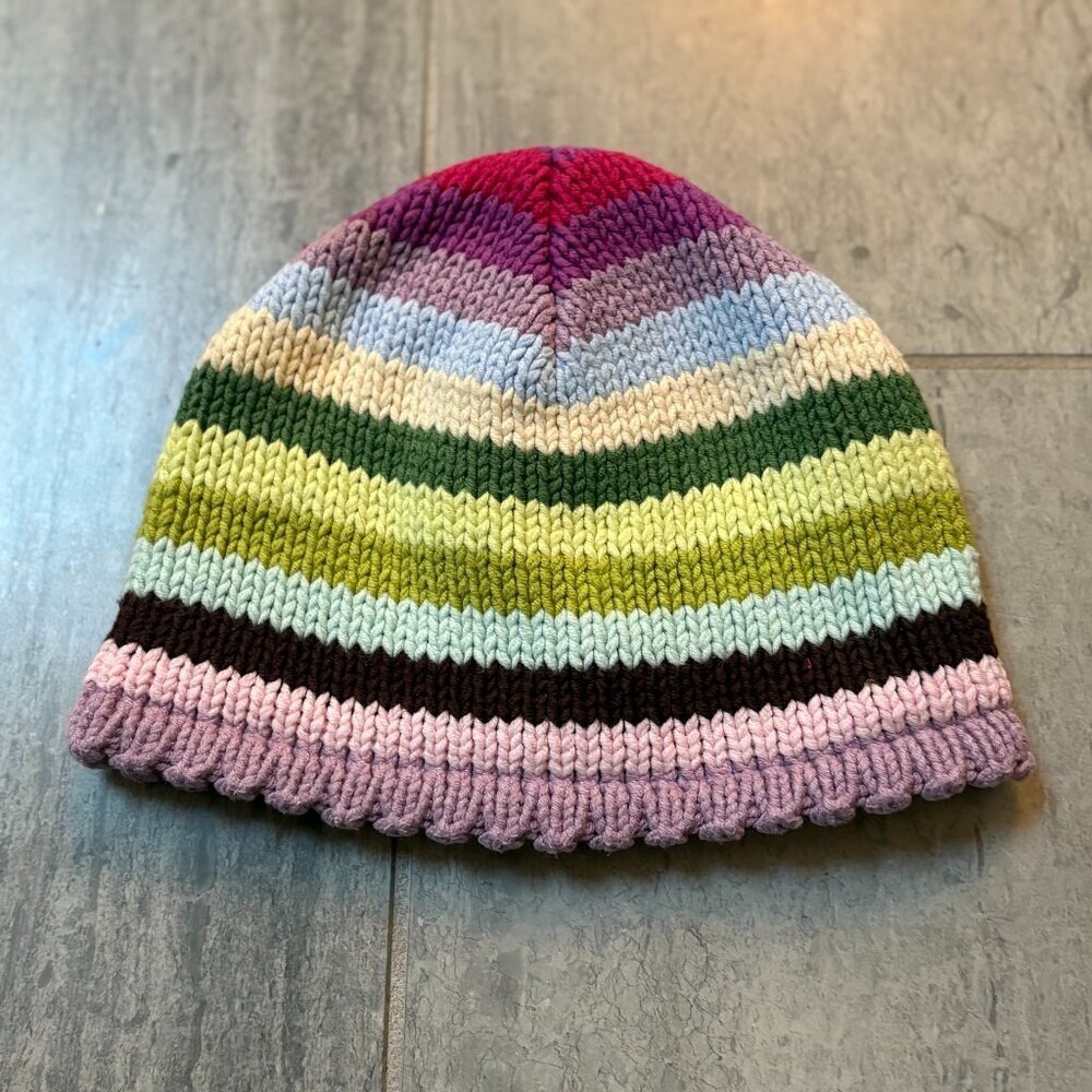 Baby GAP Knit Striped Lined Beanie Pink Toddler 2-3 years